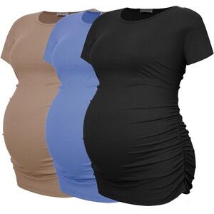 Ribbed Maternity Tops Pack of 3